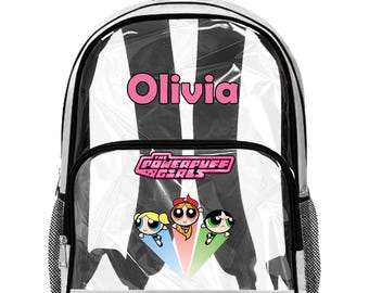Powerpuff Girls clear bag, custom transparent backpack