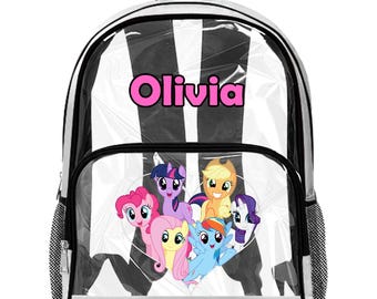 My Little Pony clear bag, custom transparent backpack