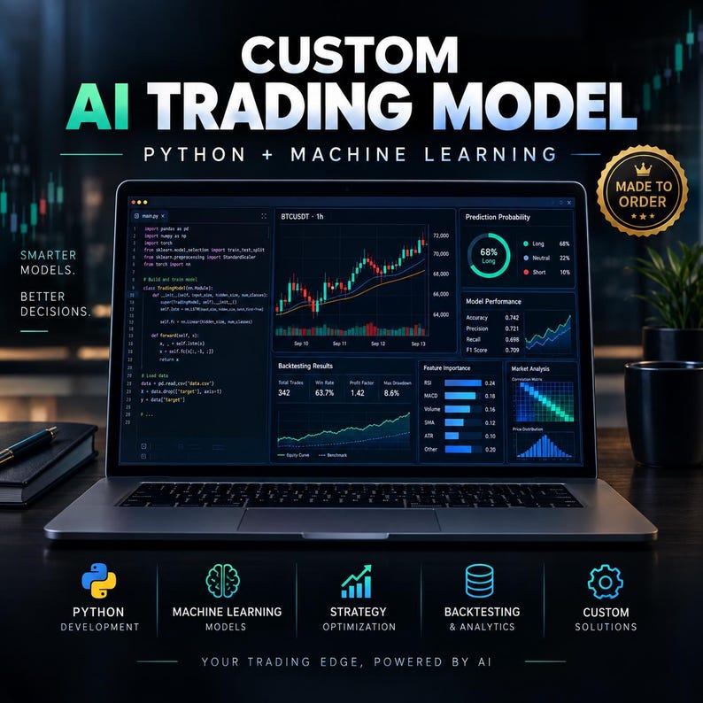 ai trading model, trading bot python, algo trading, python trading, ml trading system, crypto trading bot, forex trading bot, backtesting script, trading algorithm, quant trading, custom trading ai, stock trading bot, trading signals ai