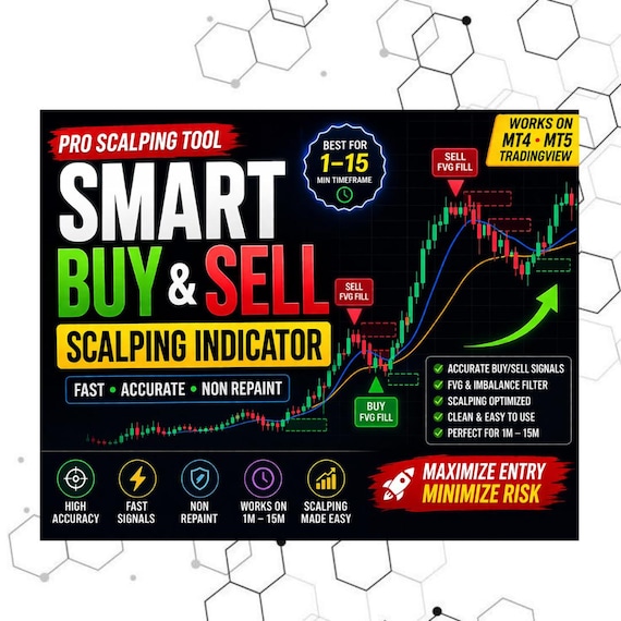 Scalping Trading Indicator for TradingView | Buy Sell Signals + Smart Dashboard - 93% Win Rate | Gold Forex Crypto Scalping Tool - Algo