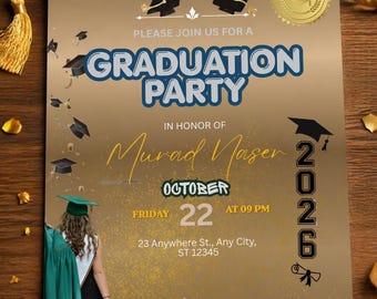 Floral Graduation Announcement Template, Class of 2026 Wildflower Grad Invite (Digital Download)