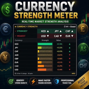 Currency Strength Meter TradingView Indicator, Forex Dashboard Pine Script Tool, 28 Pairs Multi-Timeframe for Day Trading & Scalping