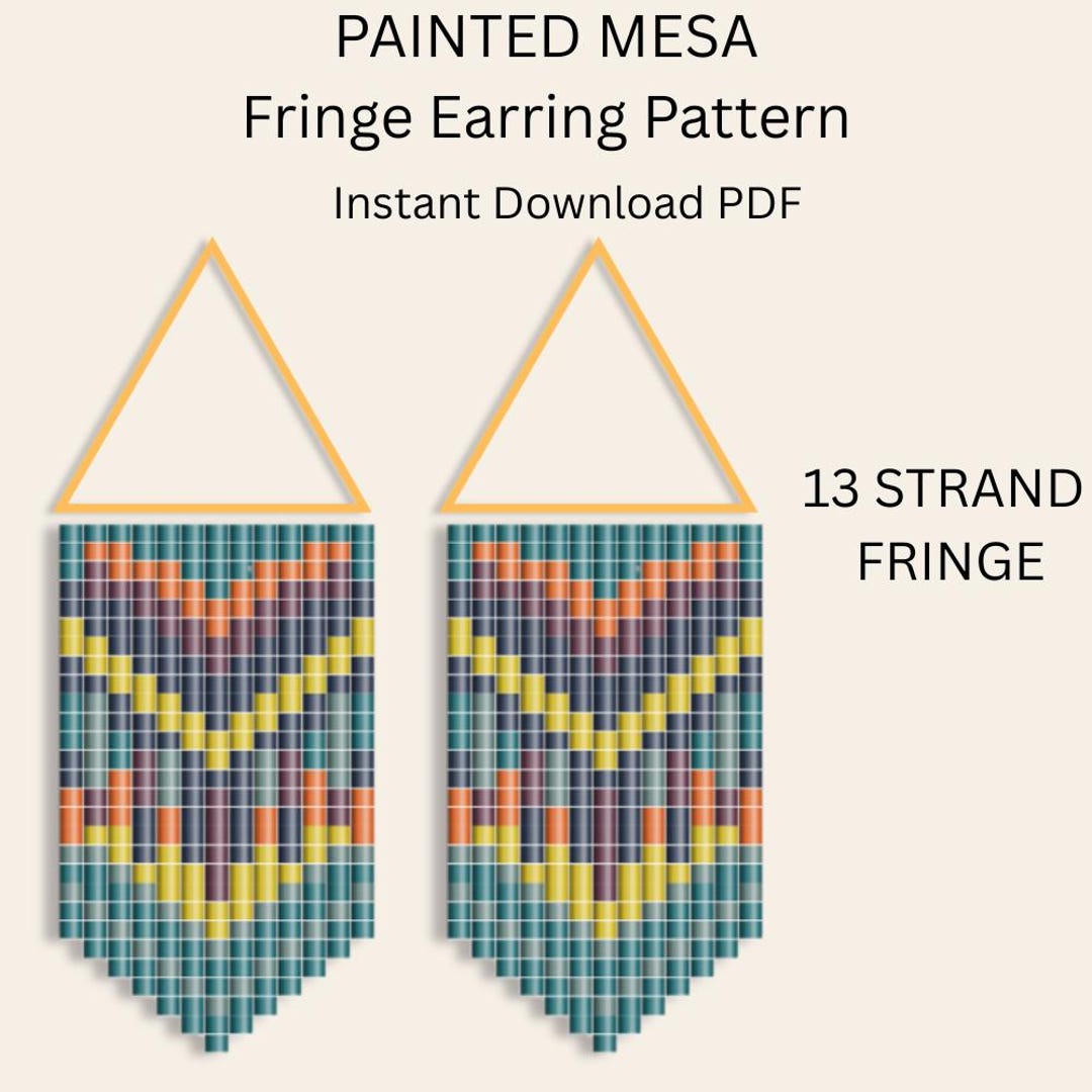 Mesa Pattern Painted Mesa Fringe Earrings Pattern PDF | Seed Bead Digital Download ...