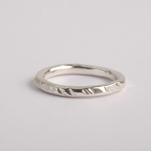 Sterling Silver Hammered Stacking Ring, Rustic Texture Straight Shank Band, Heavy Textured Stacker Rings