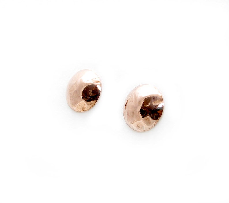 Hammered Copper Studs Copper Earrings Peined Copper Etsy