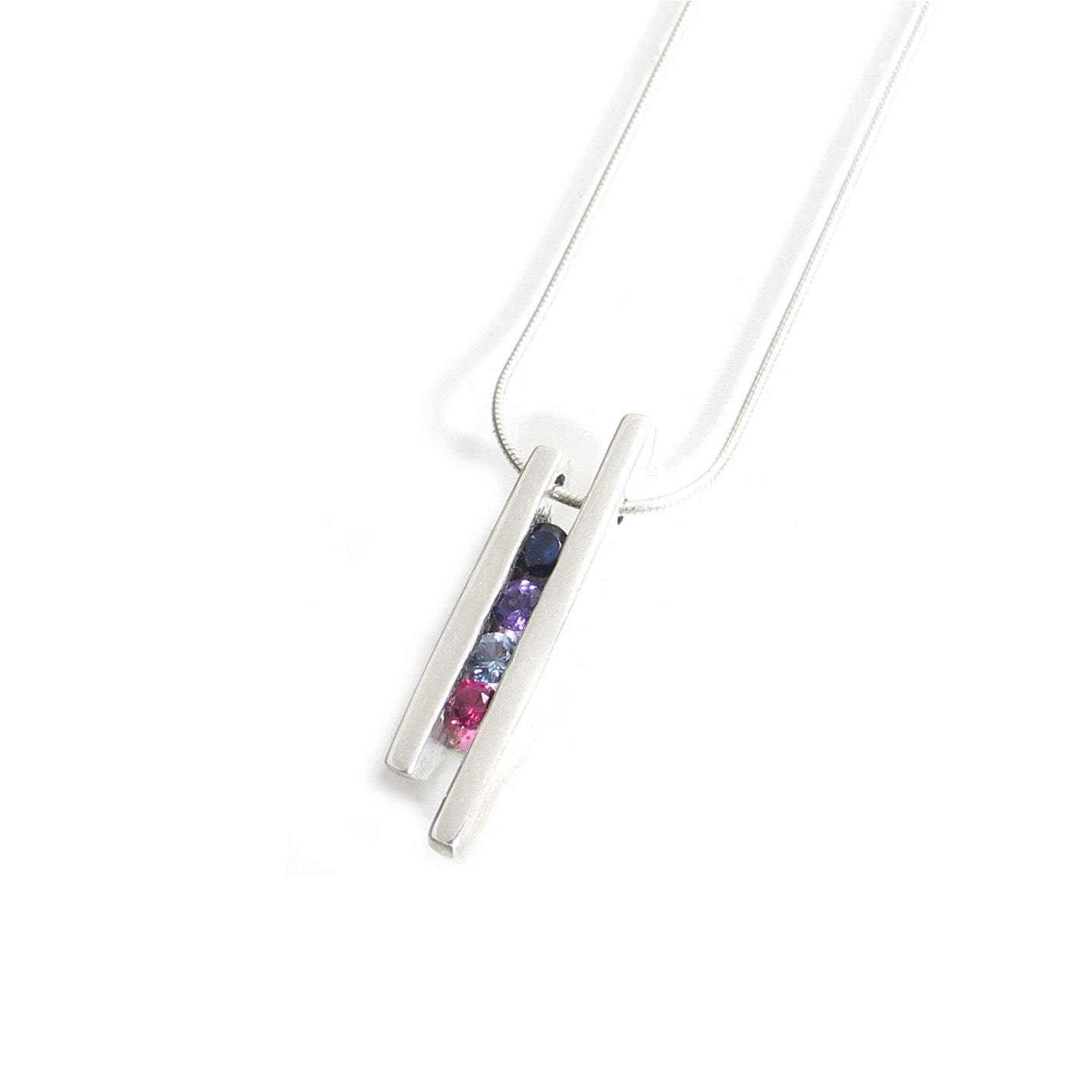 Four Gemstone Necklace Pendant 4 Stone 
