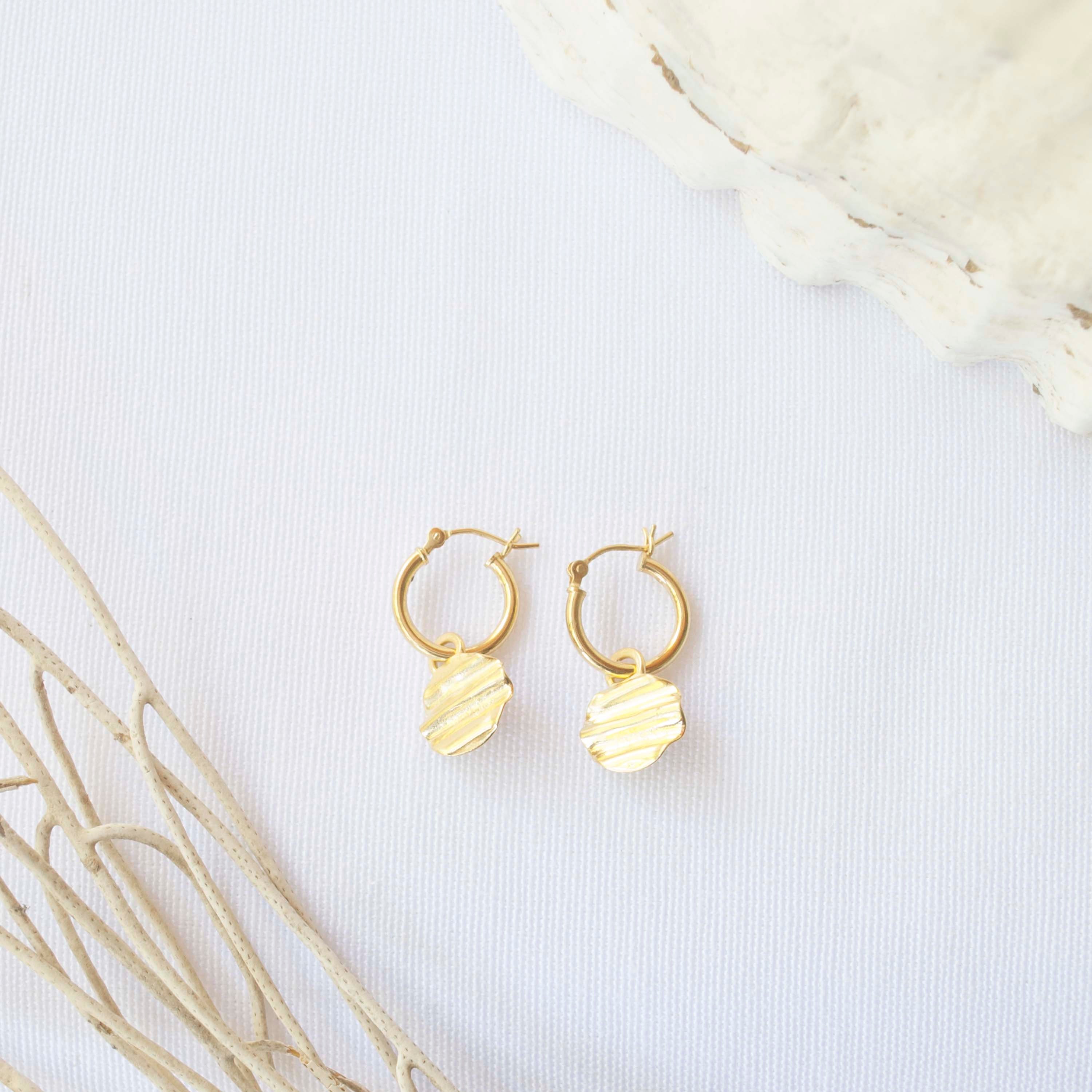 15mm Gold Hoops With Charms Small Gold 