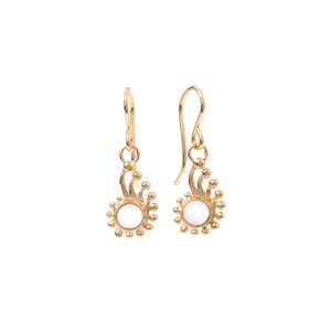 Pearl Gold Nautilus Dangle Earrings, 18k Gold Plated Shell Drop Earrings, Delicate Mother of Pearl Shell Gemstone Earrings, June Birthstone image 7