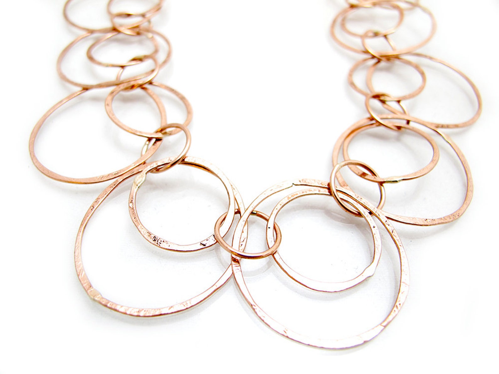 Copper Loop Necklace Long Copper Necklace Copper Hoop Etsy