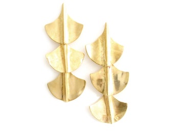 Gold Vermeil Cascade Drop Earrings, Long Dangle, Bold Chandelier Drops Statement Earrings, Elegant