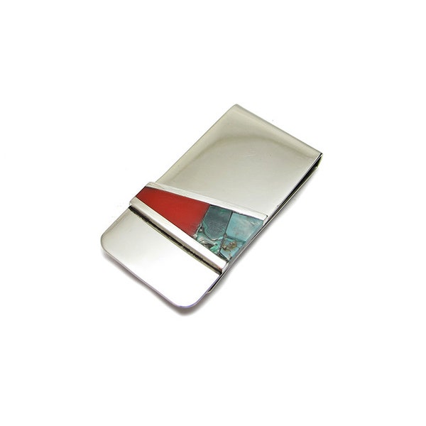 Inlay Money Clip - Custom Money Clip - Turquoise Money Clip - Malachite Money Clip - Red - Card Holder - Credit Card Holder - Cash