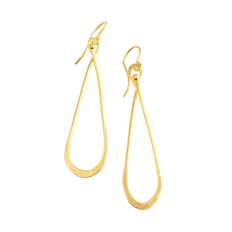 3 micron 18kt gold plated Elongated Teardrop Earrings, Gold Long Teardrop Earrings, Pear Shaped Drop Earrings Gold, High Quality Gold Plate 18kt gold plated