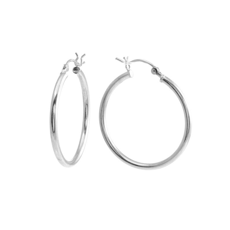 28mm Silver Hoops With Charms Large Silver Hoops Sterling Etsy