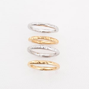 Gold Hammered Stacking Ring, ONE 3 micron 18k yellow gold plated Ring, Gold Rustic Textured Ring, Gold Rings for Layering, Mix & Match Rings
