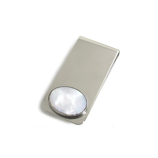 Mother of Pearl Inlay Money Clip - White Shell Inlay Money Clip -  MOP Money Clip - Shell Moneyclip - Pearlescent - Wholesale Accessories