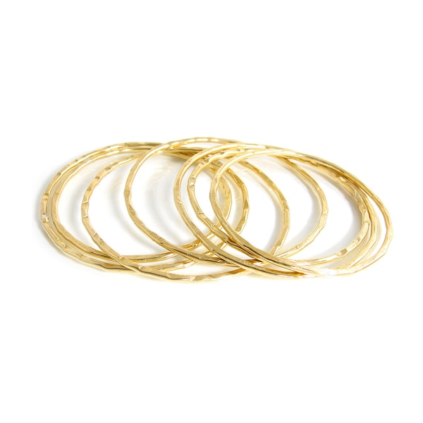 Hammered Gold Bangles - Single 18kt Gold Plated Stacking Bangle - 3 Micron Gold Plated Layered Bracelet Set - 18k Gold Stacker Bangles Set