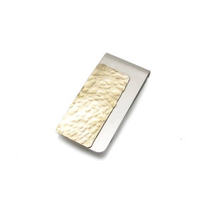 Brass Silver Money Clip - Gold and Silver Card Holder - Hammered Brass Money Clip - Custom Etch Engraving Available - Cash Clip - Men -Gift