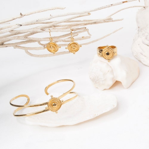 18k Gold Medallion Drop Earrings, Nautical Style Dangle Earrings, Gold shops Coin Drop Earrings, North Star Dangle Earrings, 3 Micron 18k gold