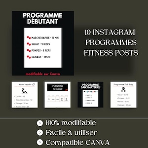 10 Instagram Fitness Program Templates from Canva – Sports Training – Personal Trainer – Customizable