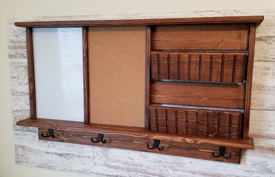 Message Board With Mail Holder Dry Erase Board and Cork Board Etsy