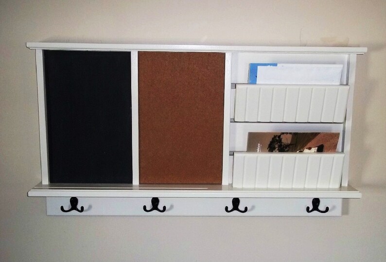 Chalkboard Wall Shelf with Key hooks and Mail Holder Etsy