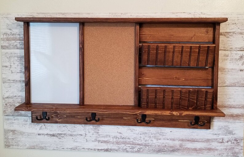 Message Board With Mail Holder Dry Erase Board and Cork Board Etsy