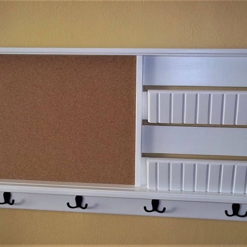 Chalkboard Wall Shelf With Key Hooks and Mail Holder Shelving Etsy Canada