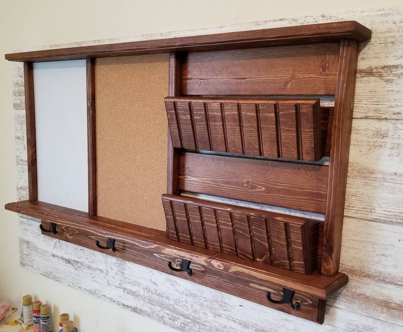 Message Board With Mail Holder Dry Erase Board and Cork Board Etsy