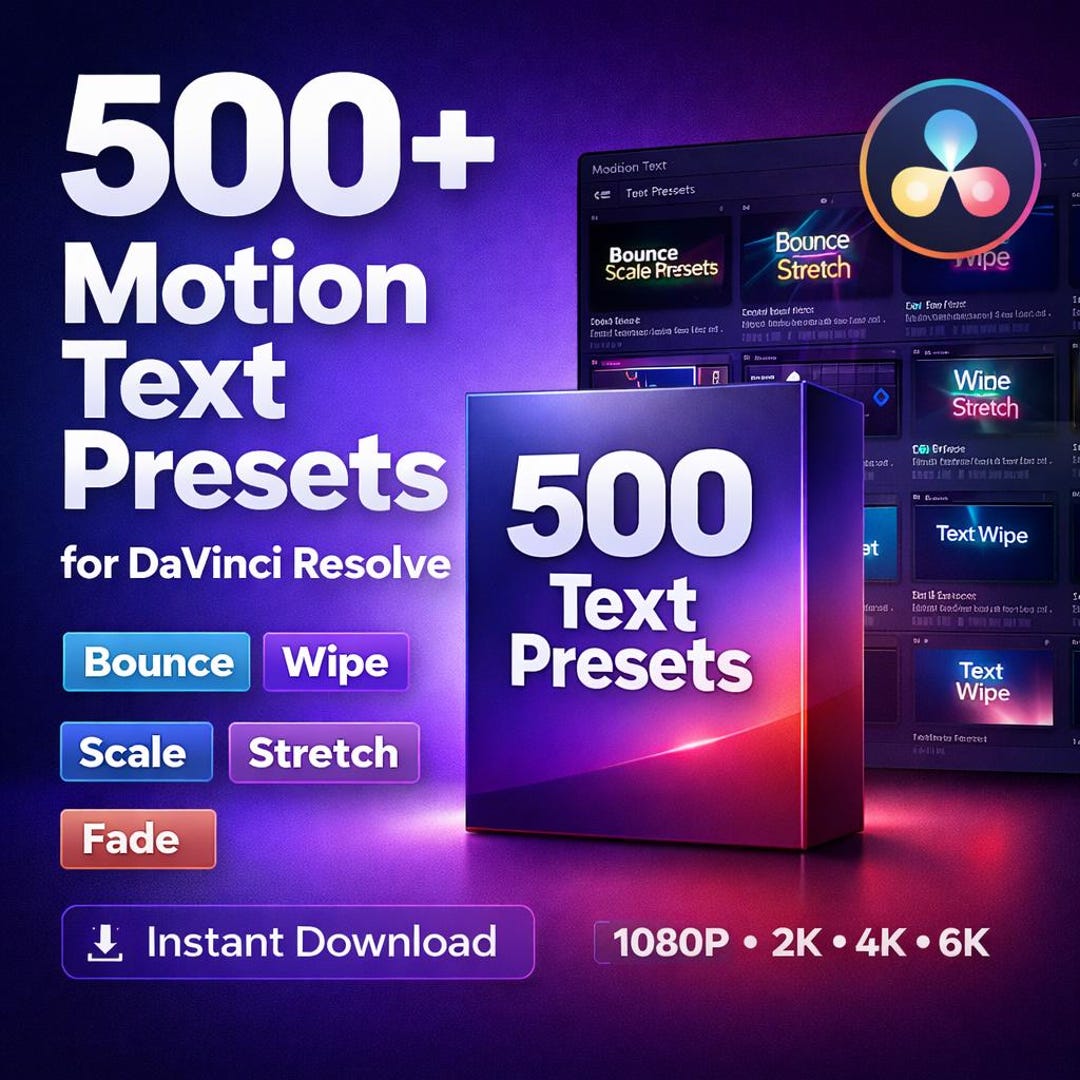 500+ Motion Text Presets for Davinci Resolve | Style Animation Pack ...
