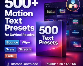 500+ Motion Text Presets for DaVinci Resolve | Style Animation Pack (Digital Download)