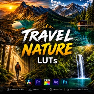 Travel Nature LUTs | Cinematic LUT Pack | .CUBE Presets for DaVinci Resolve, Premiere Pro, Final Cut Pro | Digital Download