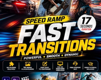 May include: A promotional graphic with the text "SPEED RAMP FAST TRANSITIONS" in white and yellow. The image includes action shots of a car, skateboarder, and surfer. Additional text includes "POWERFUL SMOOTH DYNAMIC" and icons for features.