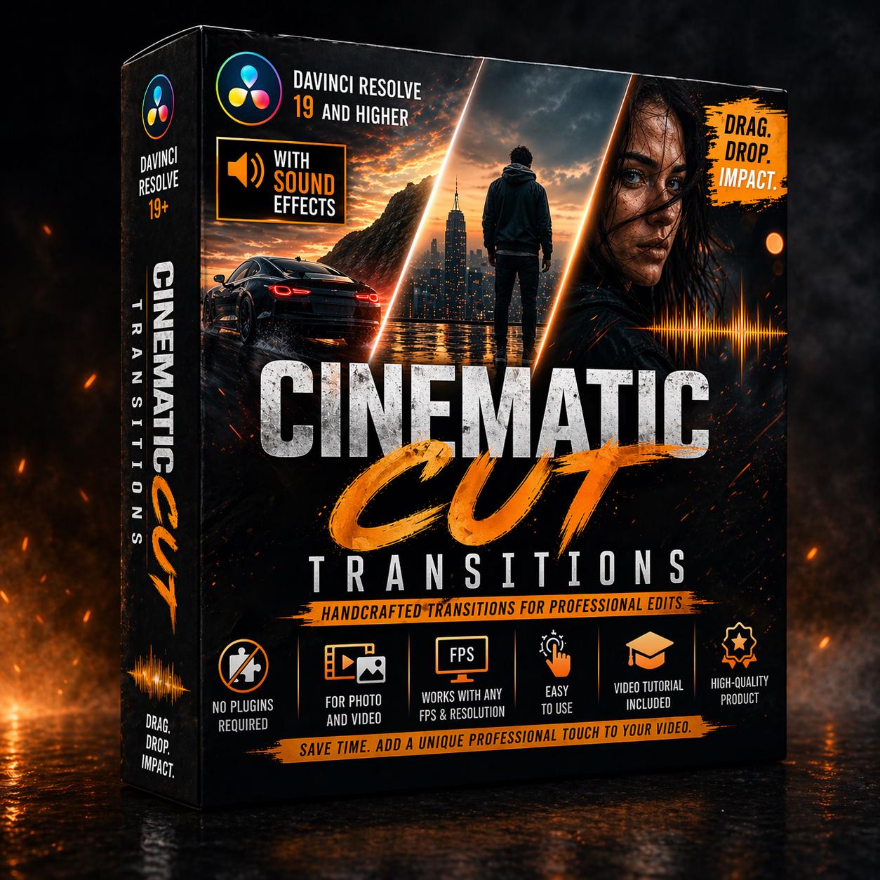 Cinematic Cut Transitions Pack for Davinci Resolve - Drag & Drop ...