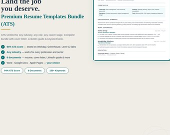 Laid off? Resume Template Bundle | Word, Google Docs, Pages Cover Letter. ATS verified
