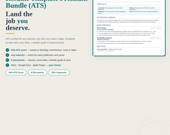Trade School Graduate Resume Template | ATS Verified, Any Industry Bundle