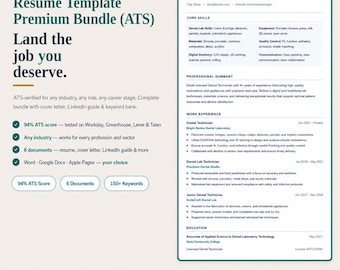 Dental Technician Premium Resume Bundle | Word, Google Docs, Pages (ATS verified)
