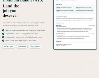 Vocational Resume Template | Compact Premium CV Bundle | Word, Google Docs, Pages (ATS Bundle)