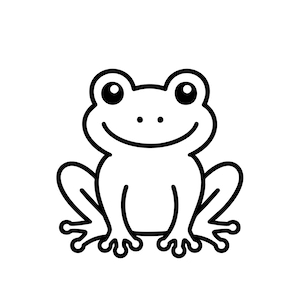 Cute Frog SVG Smiling Kawaii Animal Outline for Stickers Nursery Decor Kids Crafts Png Eps Ai Pdf