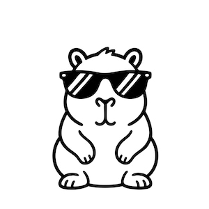 Capibara divertente SVG Capibara simpatico con occhiali da sole Animale carino File Cricut Design adesivo Kawaii Png Ai Eps Jpg Pdf