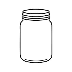 Mason Jar SVG, Mason Jar PNG, Jar Outline Cricut File, Glass Container Clipart, Farmhouse Kitchen Vector Art