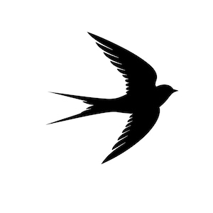 Hirondelle volante Silhouette SVG | Oiseau volant SVG | Clipart oiseau style tatouage (téléchargement instantané)