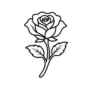 Ros SVG, minimalistisk ros PNG, blommig linjekonst Cricut-fil, botanisk blomkontur, boho rosvektor för klistermärken och dekor