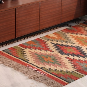 Vintage Rug, 5x7 Kilim Rug, Handwoven Rug, Wool and Jute Rug, Handmade Rug, Kilim Rug, Hallway Rug, Custom Size Rug, Dining Room Rug, Area Rug, Floor Rugs