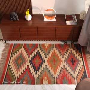 Vintage Rug, 5x7 Kilim Rug, Handwoven Rug, Wool and Jute Rug, Handmade Rug, Kilim Rug, Hallway Rug, Custom Size Rug, Dining Room Rug, Area Rug, Floor Rugs