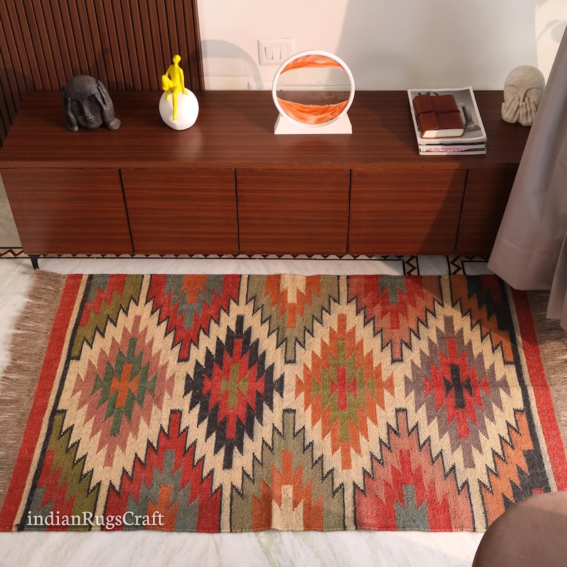Vintage Rug, 5x7 Kilim Rug, Handwoven Rug, Wool and Jute Rug, Handmade Rug, Kilim Rug, Hallway Rug, Custom Size Rug, Dining Room Rug, Area Rug, Floor Rugs