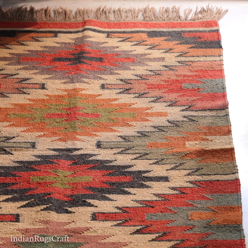 Vintage Rug, 5x7 Kilim Rug, Handwoven Rug, Wool and Jute Rug, Handmade Rug, Kilim Rug, Hallway Rug, Custom Size Rug, Dining Room Rug, Area Rug, Floor Rugs