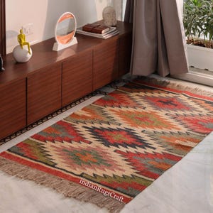 Vintage Rug, 5x7 Kilim Rug, Handwoven Rug, Wool and Jute Rug, Handmade Rug, Kilim Rug, Hallway Rug, Custom Size Rug, Dining Room Rug, Area Rug, Floor Rugs