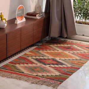 Vintage Rug, 5x7 Kilim Rug, Handwoven Rug, Wool and Jute Rug, Handmade Rug, Kilim Rug, Hallway Rug, Custom Size Rug, Dining Room Rug, Area Rug, Floor Rugs