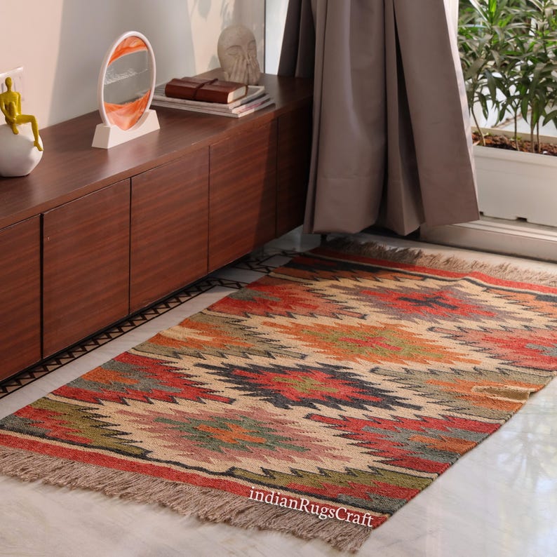 Vintage Rug, 5x7 Kilim Rug, Handwoven Rug, Wool and Jute Rug, Handmade Rug, Kilim Rug, Hallway Rug, Custom Size Rug, Dining Room Rug, Area Rug, Floor Rugs