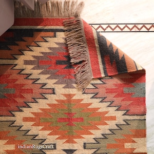 Vintage Rug, 5x7 Kilim Rug, Handwoven Rug, Wool and Jute Rug, Handmade Rug, Kilim Rug, Hallway Rug, Custom Size Rug, Dining Room Rug, Area Rug, Floor Rugs